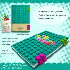 Large Glitter Journal with Clip-on Cubes: Malachite